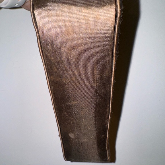 Small Brown Beaded Clutch Handbag Purse Metal Snap - Picture 7 of 8